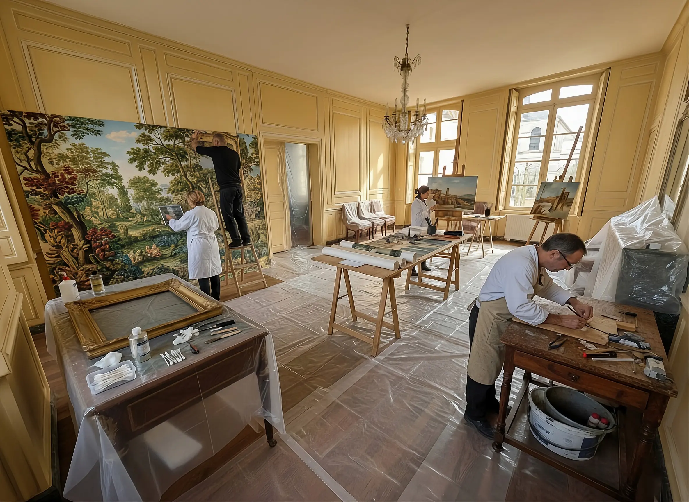 Mortagne-au-Perche, restauration des salons historiques 09 JEMA 2026 à Mortagne au Perche, Le Secret de l'Hotel Crestien de Galais, le chantier de restauration.